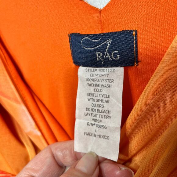 RAG Y2K VTG Orange Pink Flower Daisy Knit Rave Sleeveless Summer Hippie Boho L - Picture 7 of 7